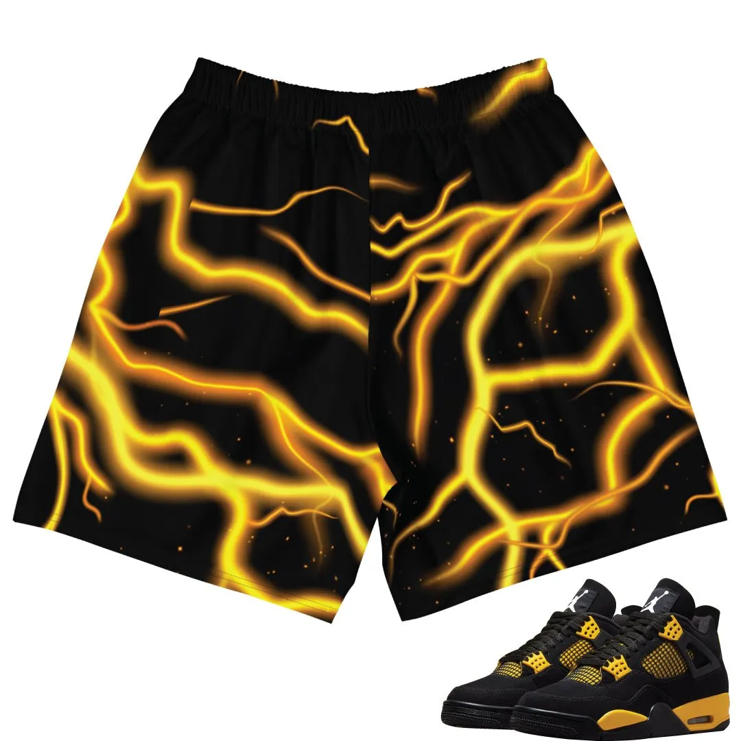 Non Binding Leg Openings Retro 4 Thunder Lightning Bolt Shorts