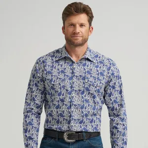UVProtectionFinish Wrangler Men's 20X L/S Competition Western Snap Shirt in Atlantic Paisley (Available in Tall Sizes!)