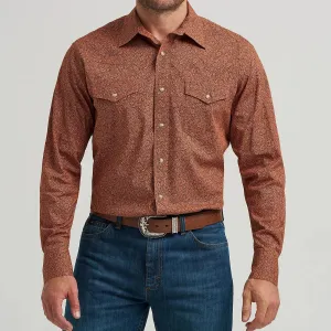 Wrangler Men's 20X L/S Competition Western Snap Shirt in Rustic Brown Paisley Versatile Look