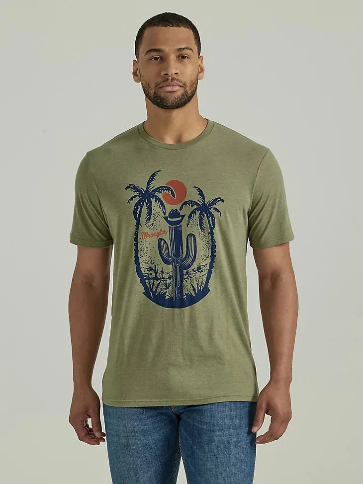 Wrangler Men's Coconut Cowboy Graphic T-Shirt in Lichen Comfortable Look Bold colors