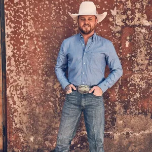 Wrangler Men's Cody Johnson L/S Diamond Button Down Shirt in Blue Fashion Layering