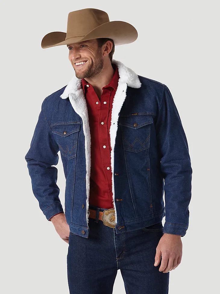 Everyday Fit Style Wrangler Men's Cowboy Cut Sherpa Lined Denim Jacket