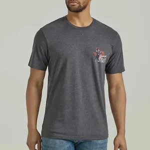 Wrangler Men's George Strait Graphic T-Shirt in Charcoal Heather Multi Panel Structure