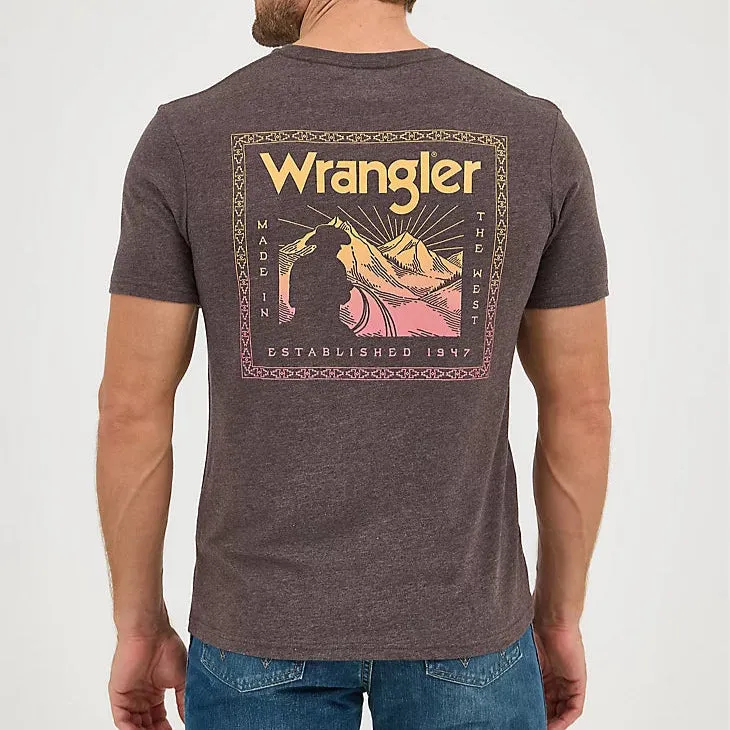 Quick Comfort Fit Running Gear Wrangler Men's Graphic Logo T-Shirt in Desert Bistre