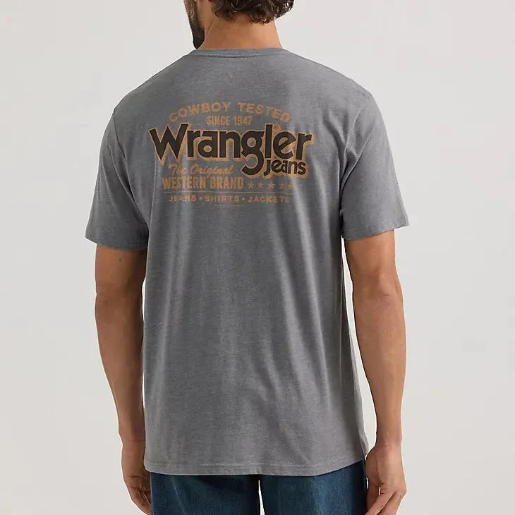 Affordable accessibility Flexible Waist Wrangler Men's Graphic Logo T-Shirt in Graphite Heather