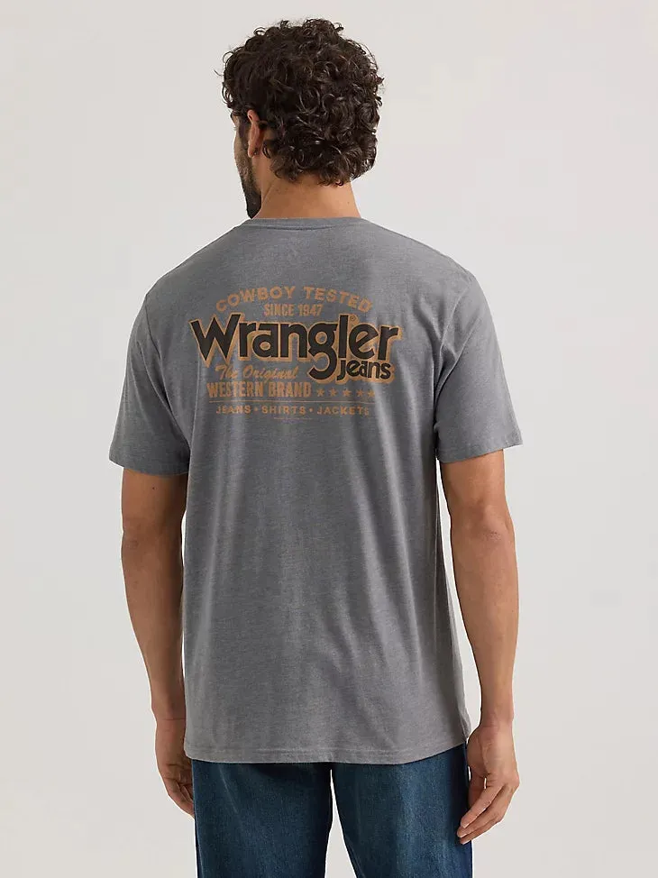 Wrangler Men's Graphic Logo T-Shirt in Graphite Heather Sleek Fit