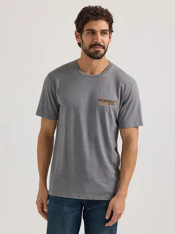 Slim Waist Timeless Comfort Wear Wrangler Men's Graphic Logo T-Shirt in Graphite Heather