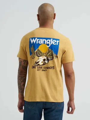 loose fitting Beachwear Wrangler Men's Long Live Cowboys Graphic T-Shirt in Pale Gold