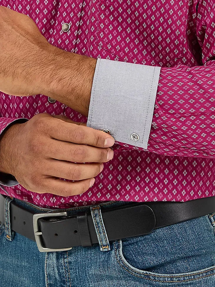Weekend Comfort Wrangler Men's L/S 20X Competition Western Snap Shirt in Sangria Diamonds (Available in Tall Sizes)
