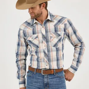 Trendy popularity Wrangler Men's L/S 20X Competition Western Snap Shirt in Shore Plaid (Available in Tall Sizes)