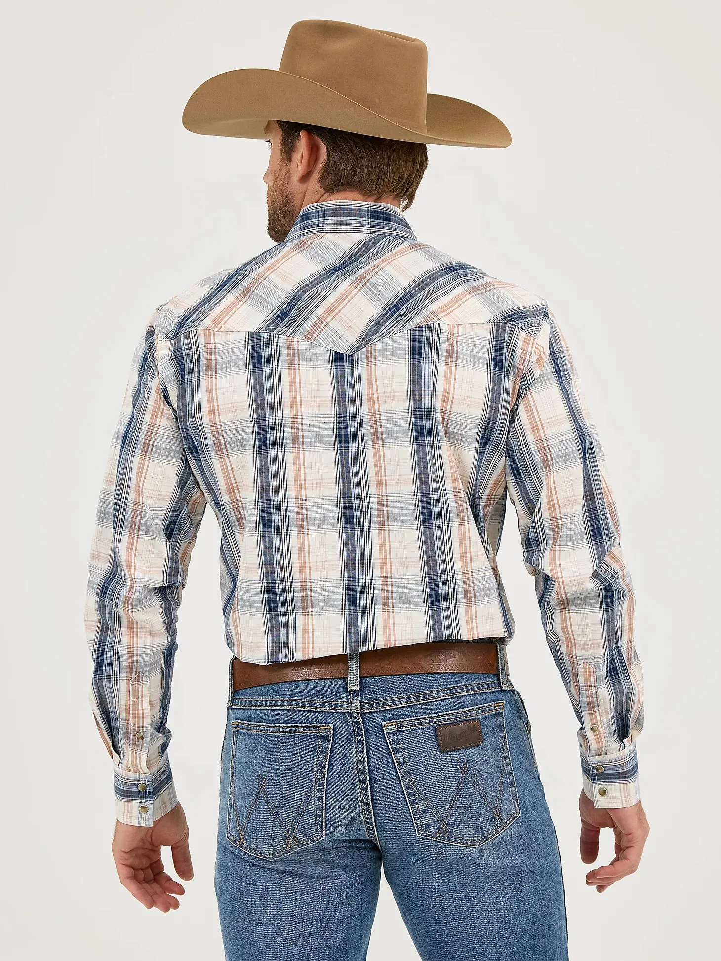 Wrangler Men's L/S 20X Competition Western Snap Shirt in Shore Plaid (Available in Tall Sizes) ThermoregulatingFabric