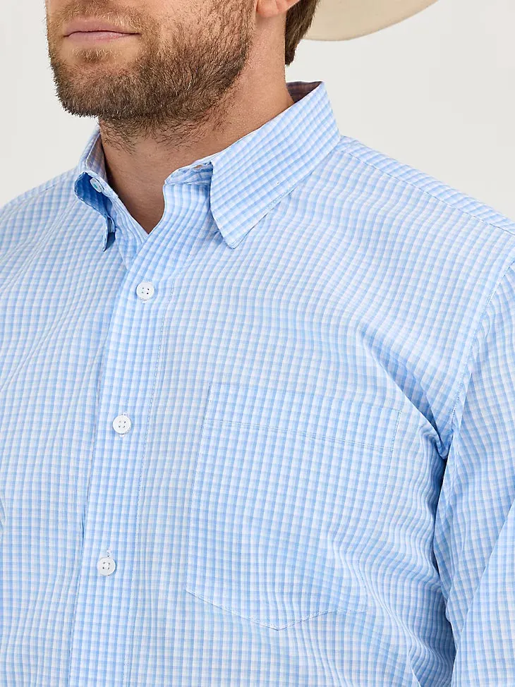 Sports Apparel Wrangler Men's L/S Cody Johnson Button Down Shirt in Powder Check (Available in Tall Sizes)