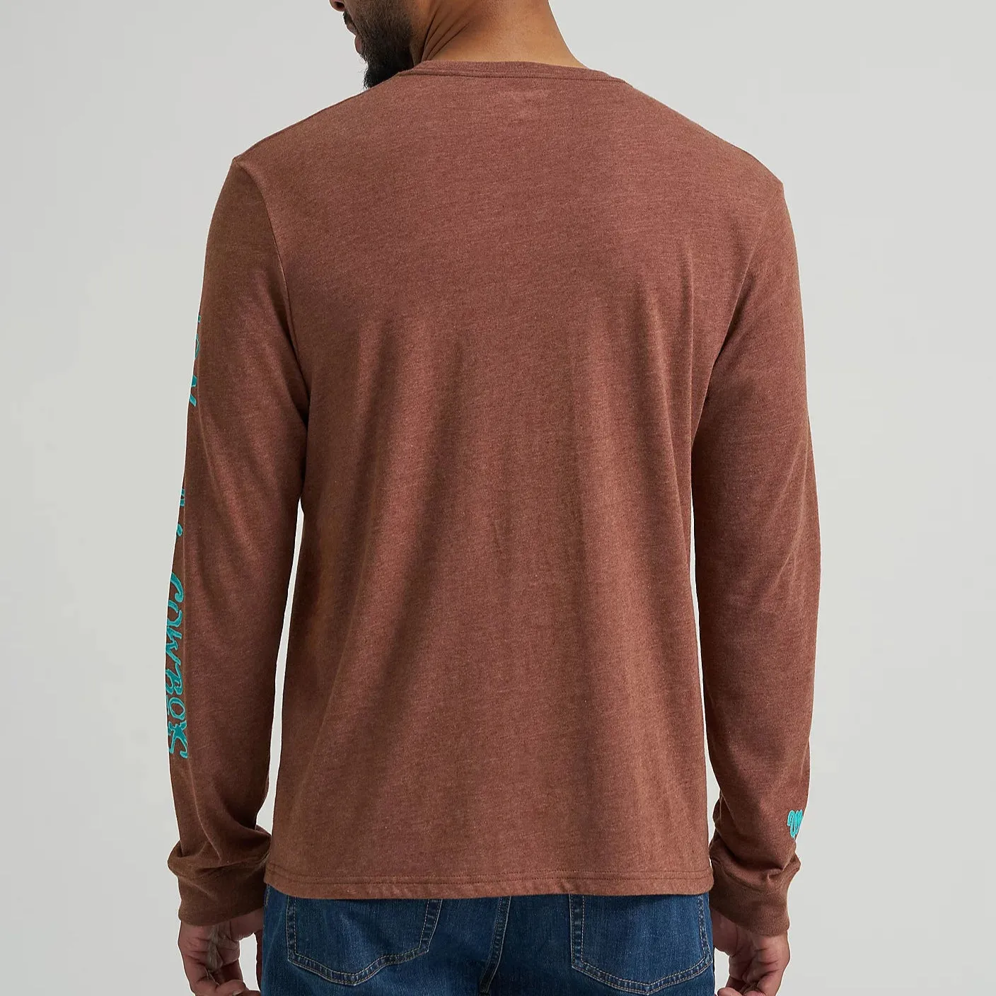 Summer Favorite Wrangler Men's L/S Long Live Cowboys Front Graphic Tee in Cappuccino Heather