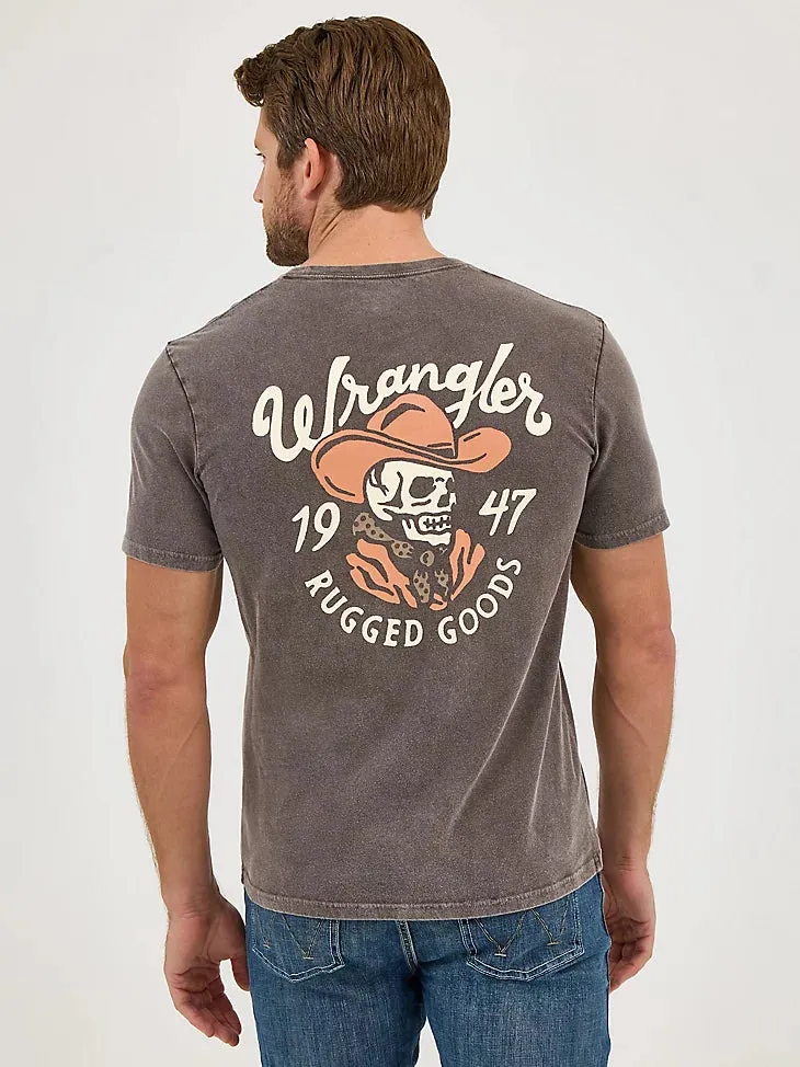 Stretchable Fabric Wrangler Men's Mineral Wash Graphic Logo T-Shirt in Ganache