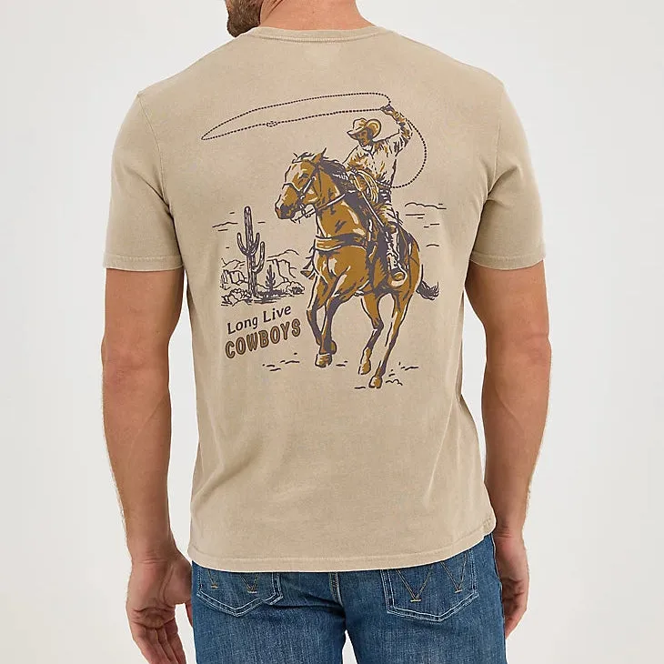 Wrangler Men's Mineral Wash Graphic Logo T-Shirt in Trenchcoat Personalized Breezy Design