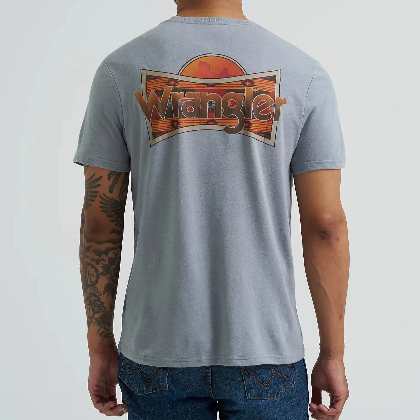 LayeringFriendly Wrangler Men's Monument Logo Graphic T-Shirt in Grey