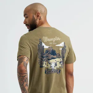 Wrangler Men's Spirit of the West Graphic T-Shirt in Burnt Olive Autumn Wear