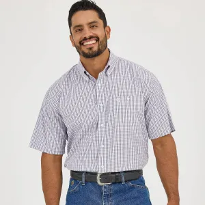 windproof Everyday Fashion Look Wrangler Men's S/S George Strait Checkered Button Down Shirt in Violet Check