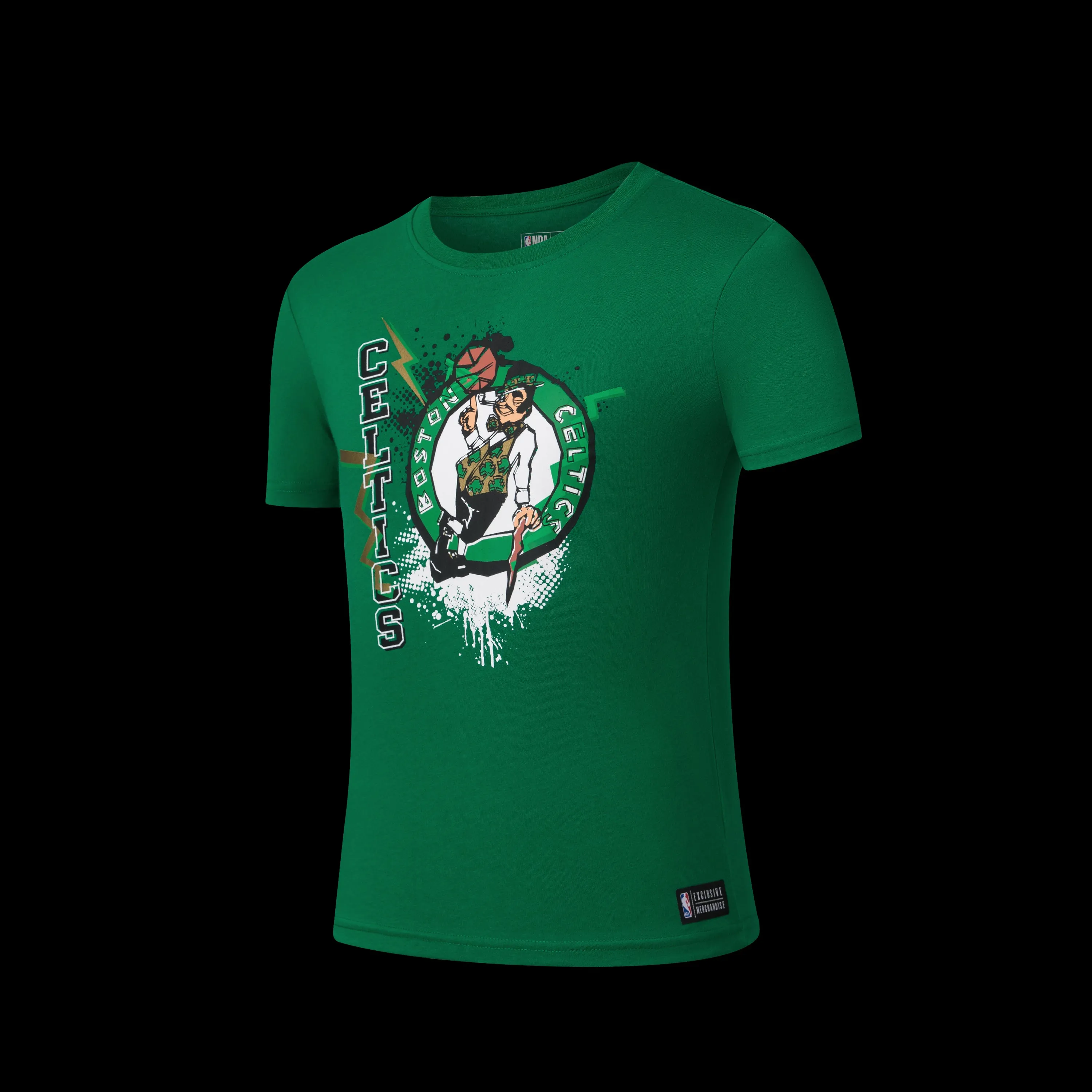 High Compression Support NBA Spray Effect Front Print RF T-Shirt - Boston Celtics