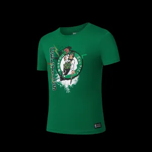 Ultimate Comfort Non Restrictive Cut NBA Spray Effect Front Print RF T-Shirt - Boston Celtics