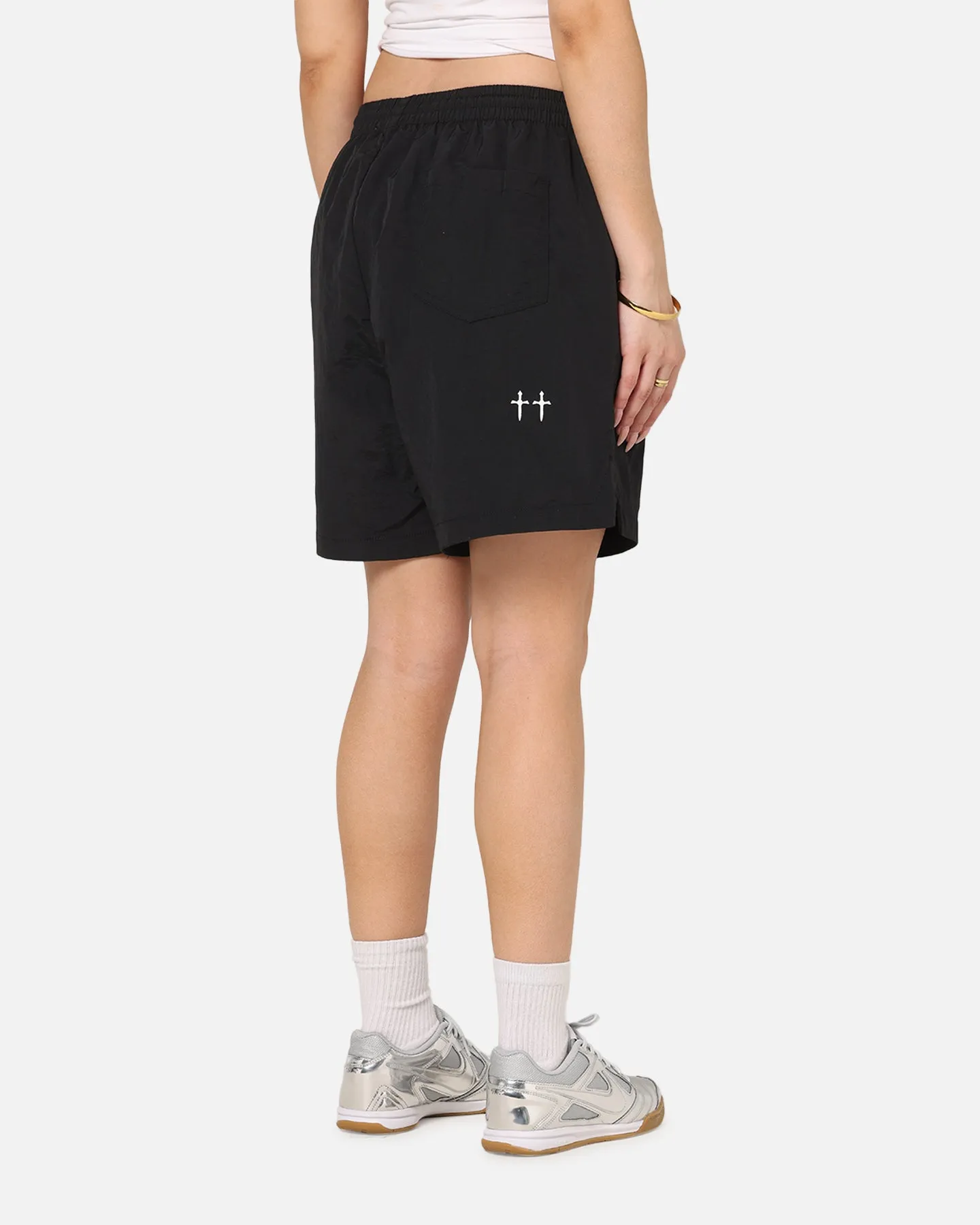 Saint Morta Scription Nylon Shorts Black dungarees