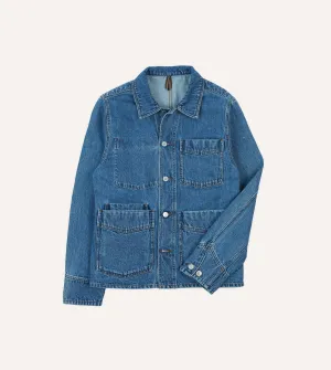 Bleach Wash Denim Work Jacket Airflow Ventilation System