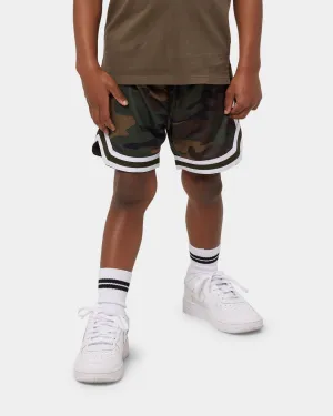 EN ES Kid's Mini Basketball Short Camo Reinforced Seams