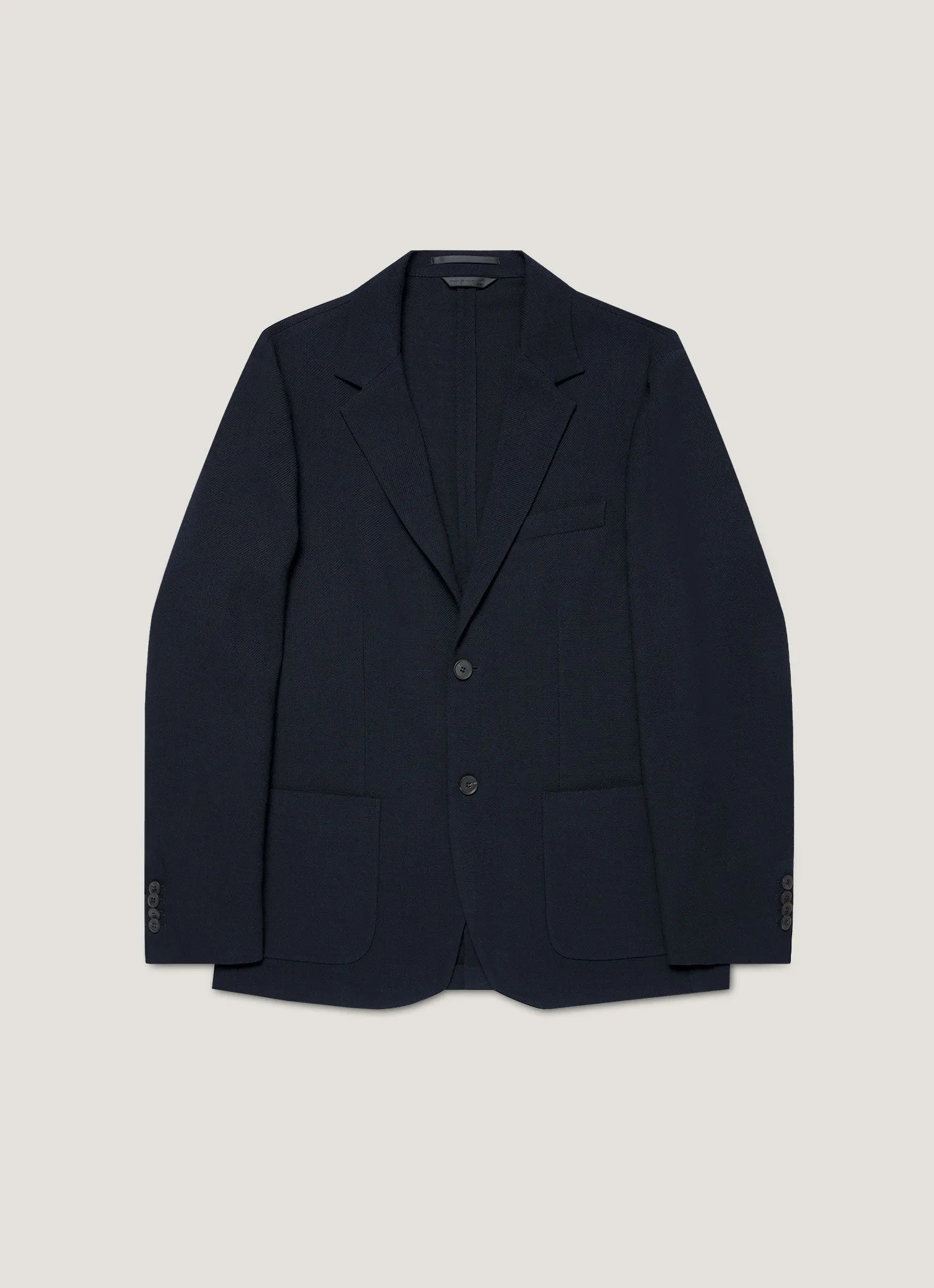Men's Textured Wool Blazer in Navy Windproof Hood