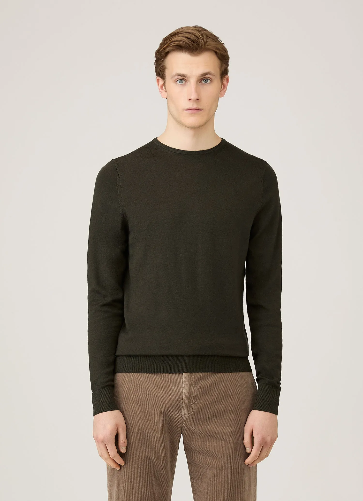 Mood Booster Men's Extra-Fine Merino Crew Neck in Dark Green
