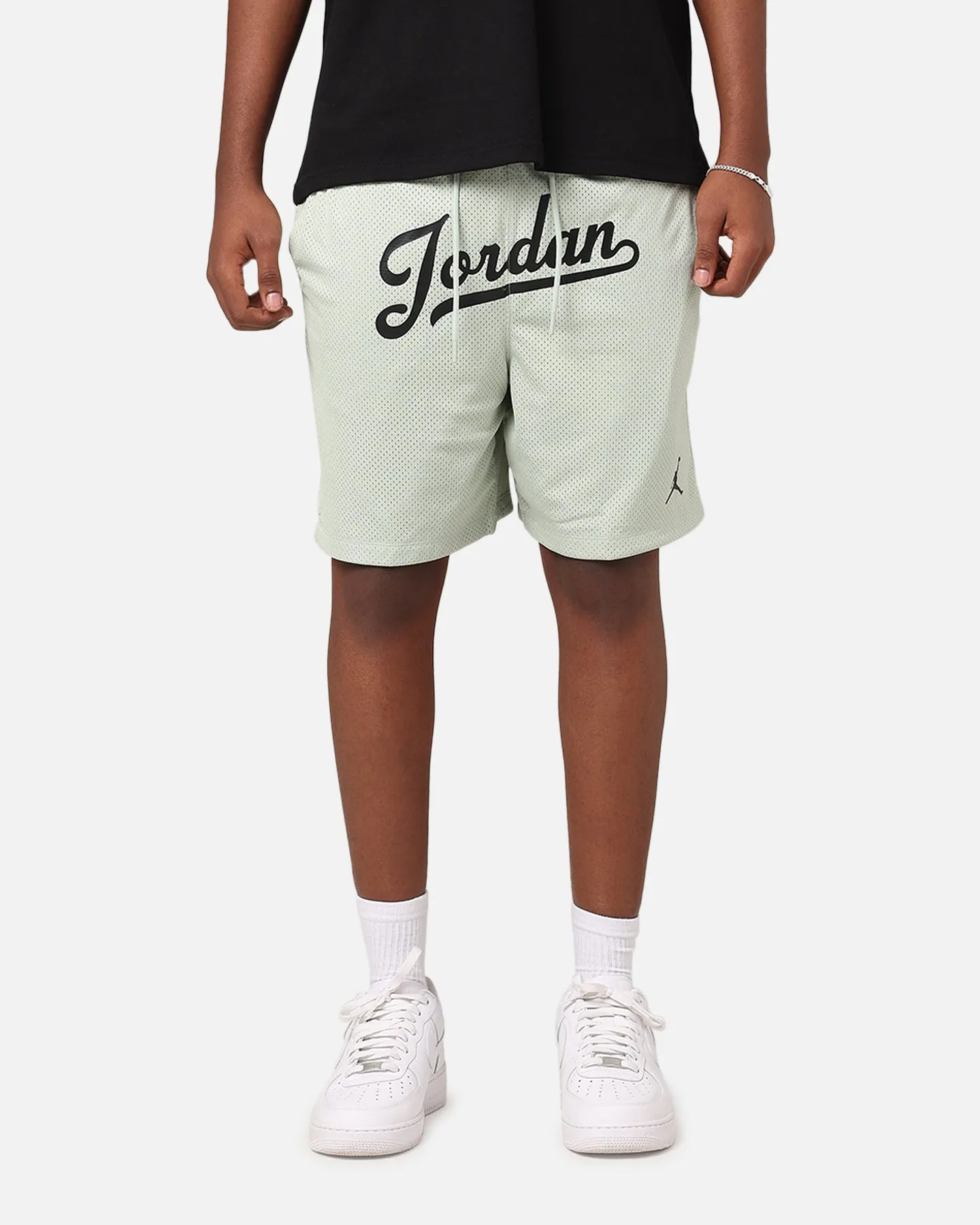 Sporty Stretch Fit Handmade Jordan Flight MVP Statement Mesh Shorts Seafoam/Black