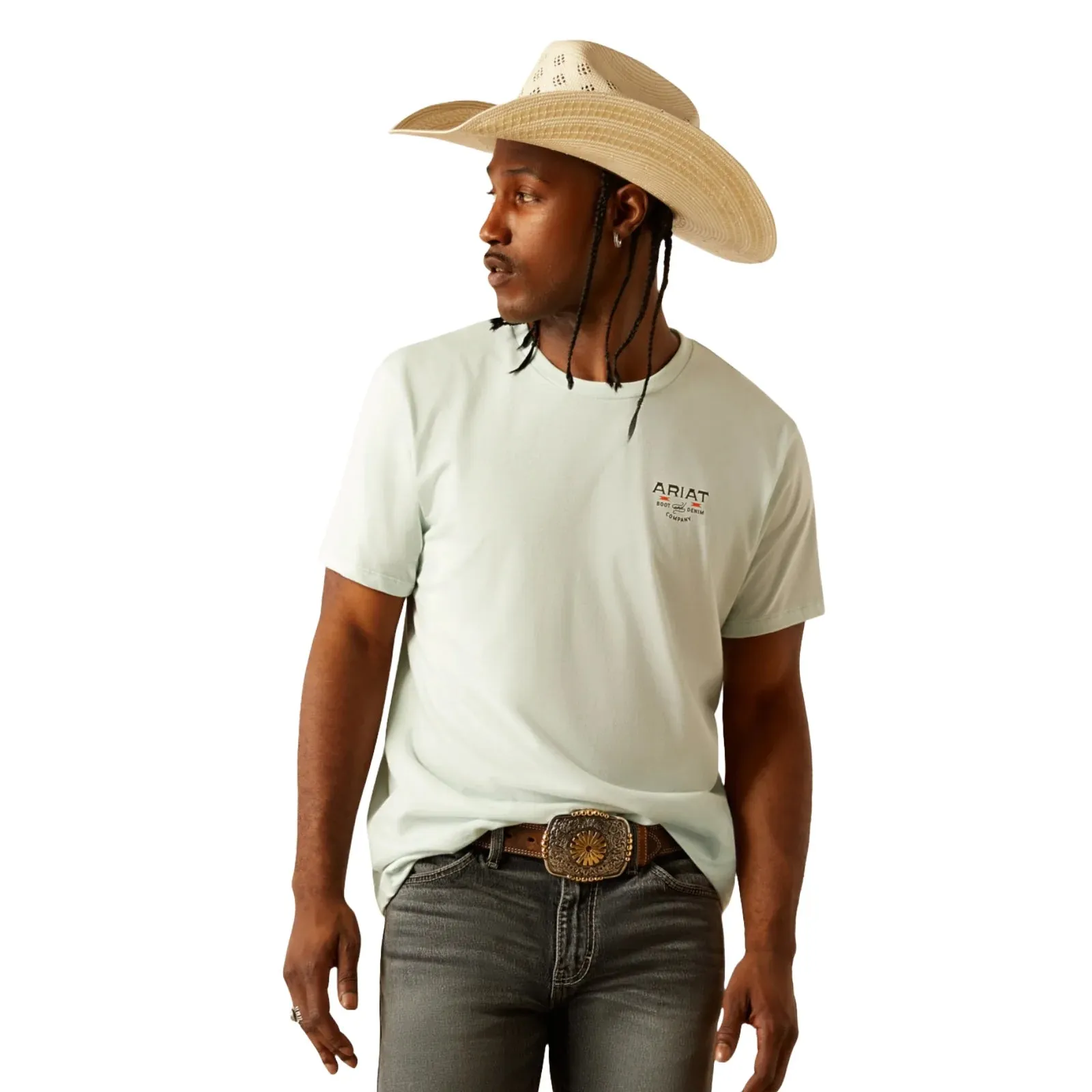 Ariat Men's Lucky Shoe Crew Neck T-Shirt in Glacier Fresh Comfort Style Holiday Style