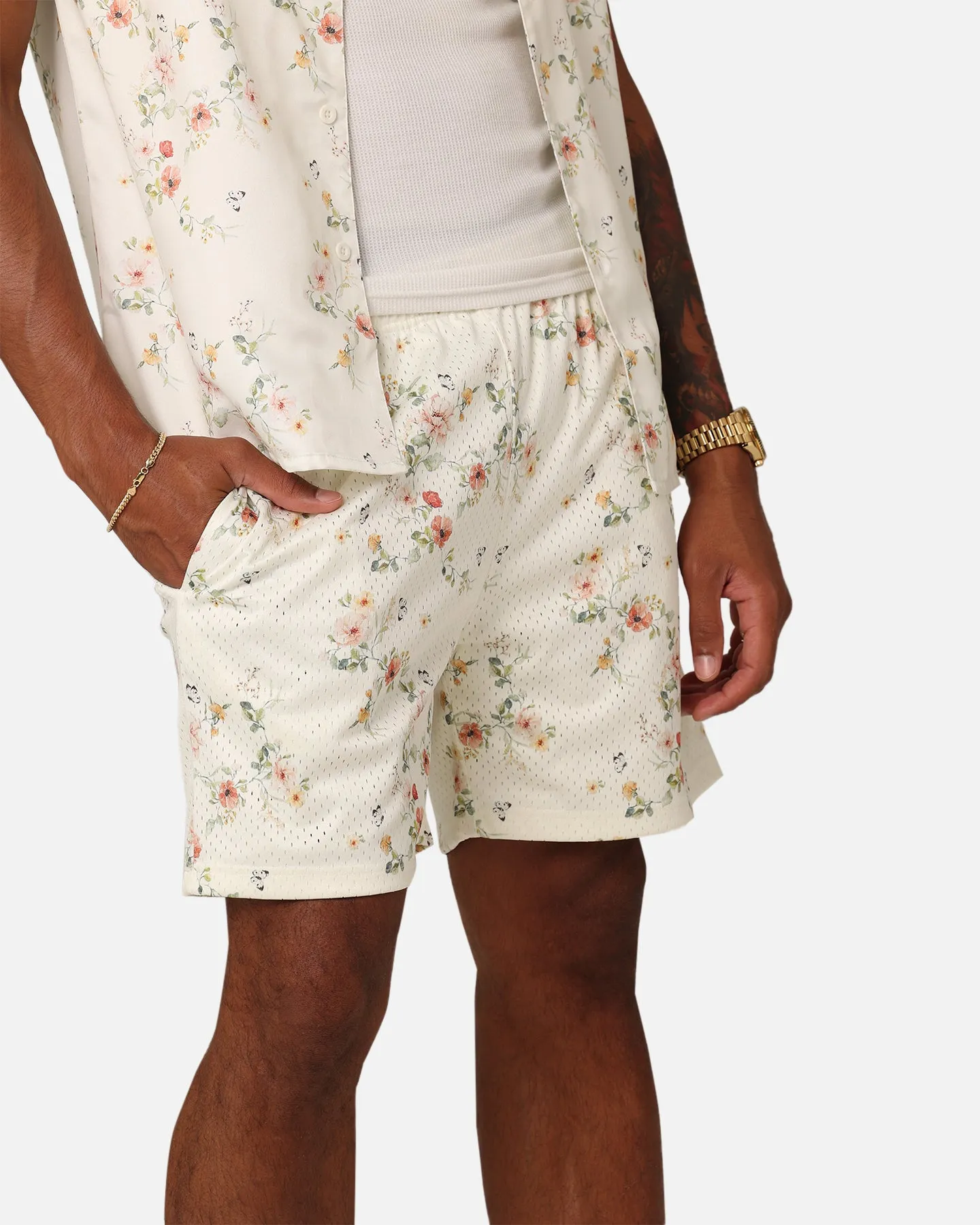 Eco Certified Dye XXIII Anthony Mesh Shorts Cream/Red/White