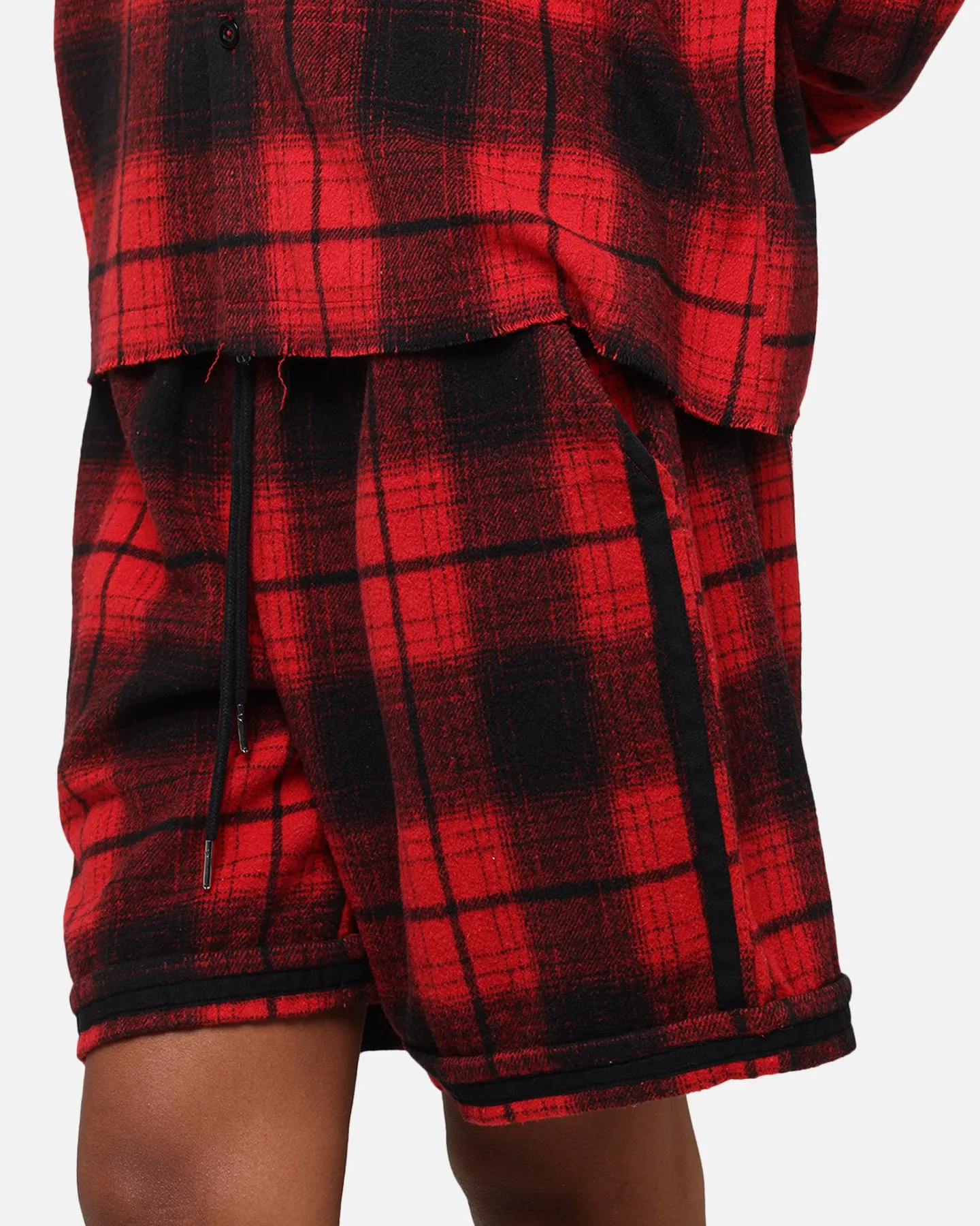 suede look concert outfit XXIII Plaid Ball Shorts Red