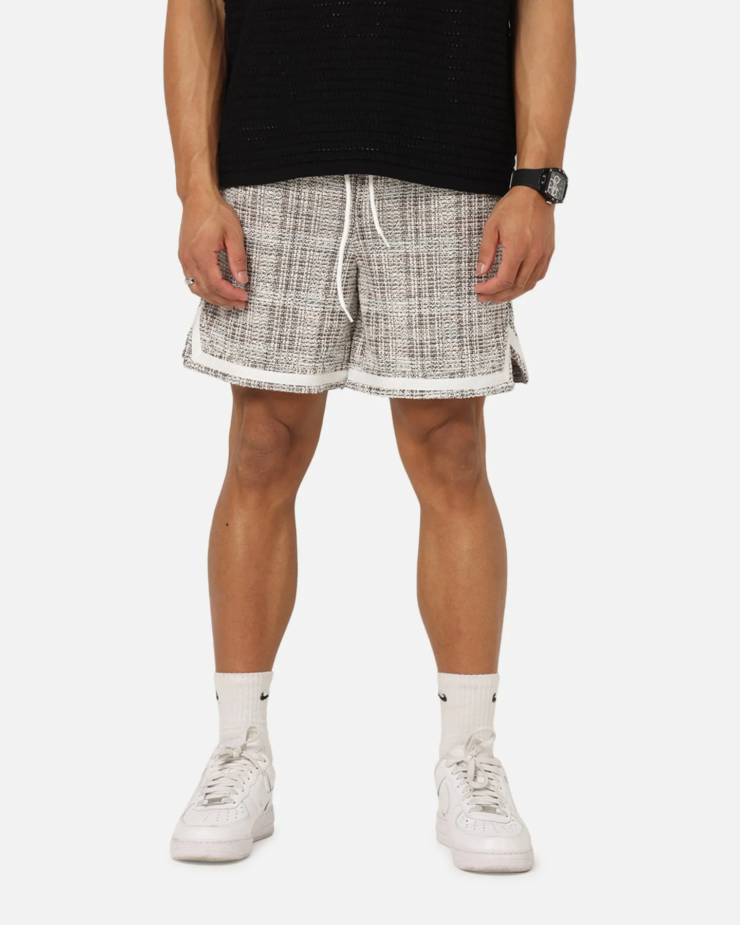 XXIII Textured Ball Shorts Brown/Cream Comfy Shape