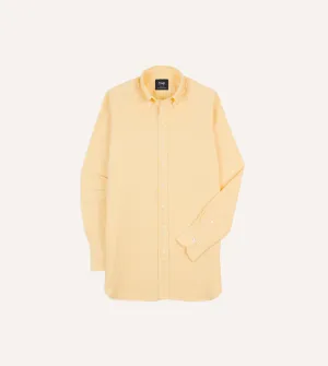 Round neck simplicity Yellow Cotton Oxford Cloth Button-Down Shirt