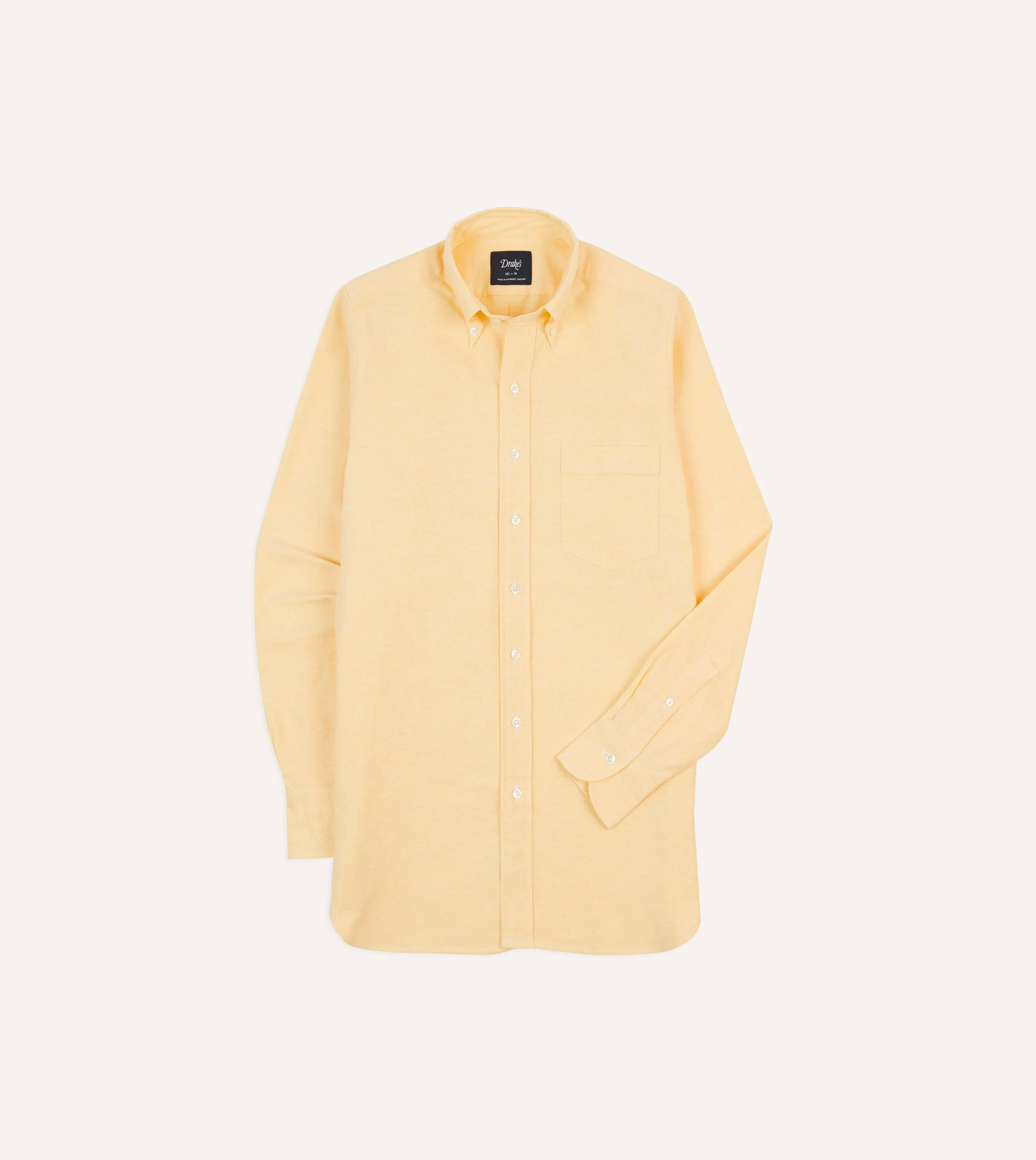 Round neck simplicity Yellow Cotton Oxford Cloth Button-Down Shirt