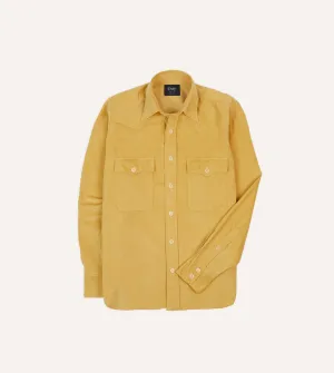 Yellow Corduroy Two-Pocket Western Shirt Comfy Flex