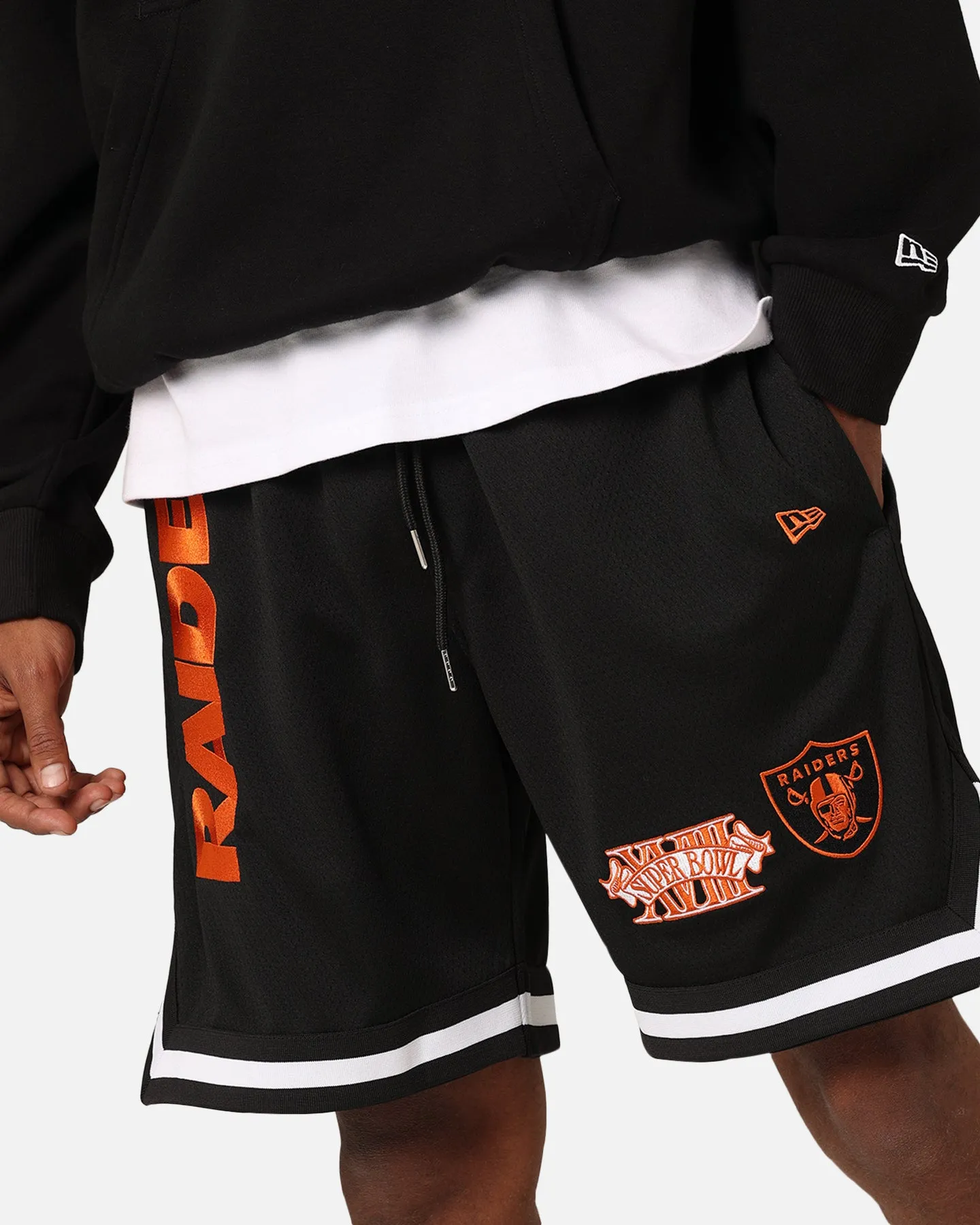 New Era Las Vegas Raiders 'Scary Nights' Mesh Shorts Black/Orange Hygienic Antimicrobial Layer