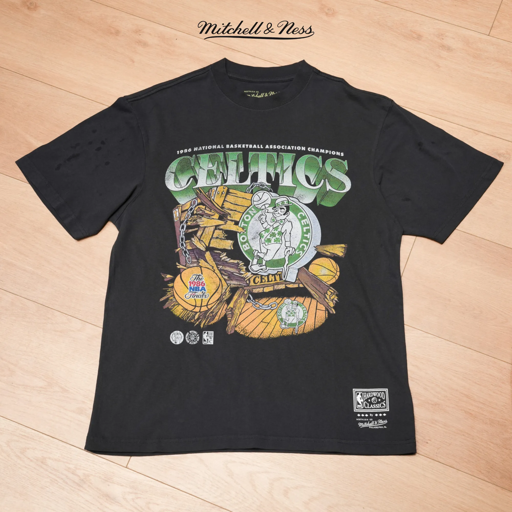 Mitchell & Ness Boston Celtics Bevel Burst T-Shirt Neutral Vibe Tagless Neckline Design